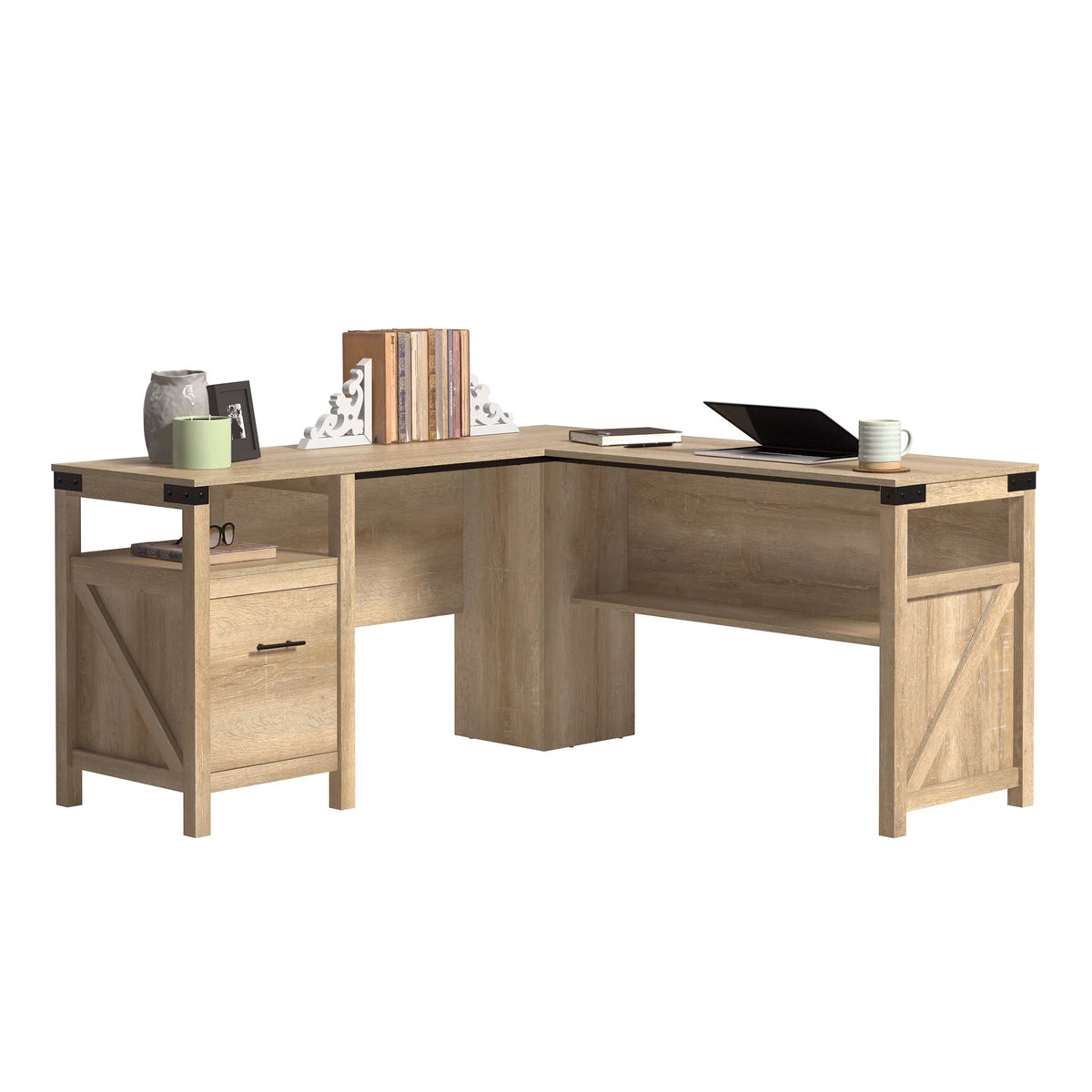 L-Shape Computer Desk with File Drawer K364
