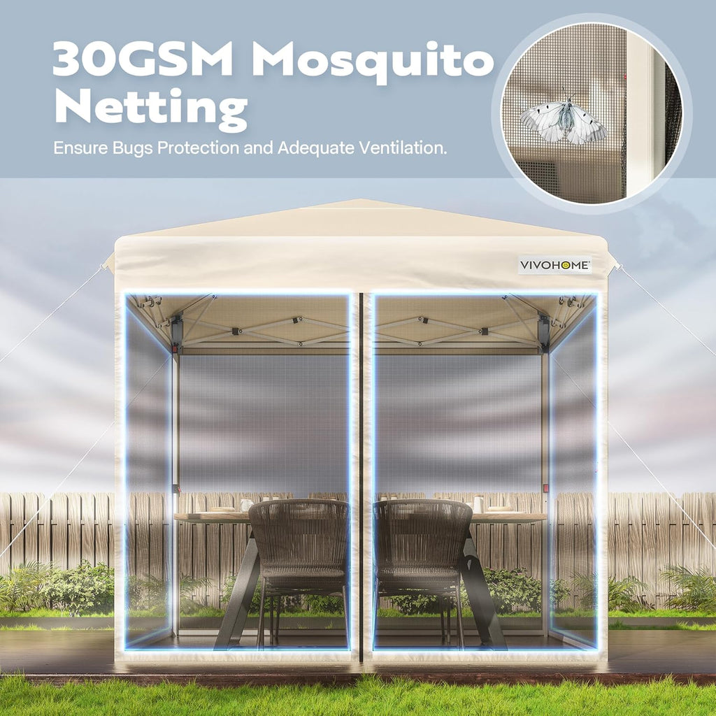 12x12ft Pop-Up Gazebo Screen Tent with Mosquito Netting V462
