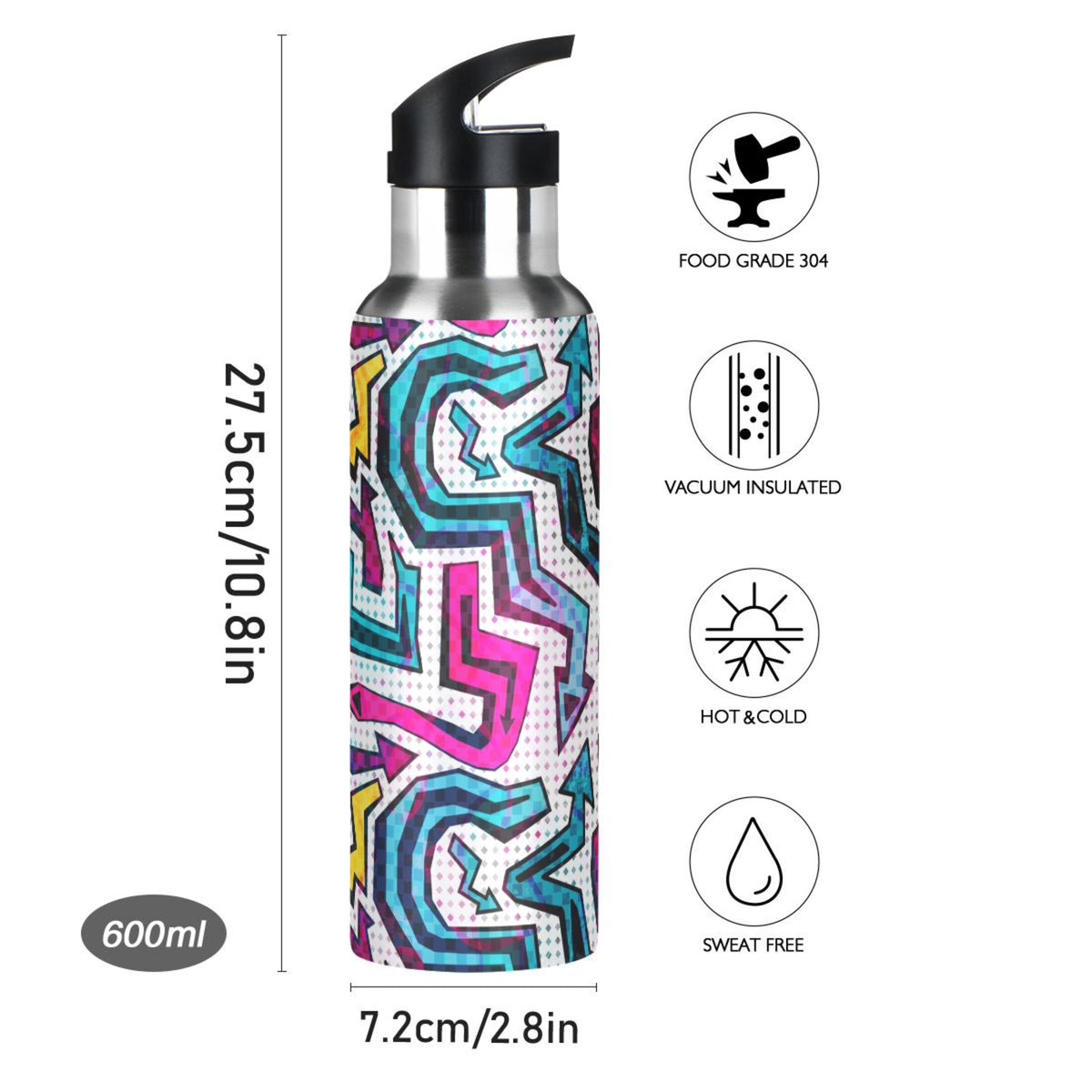 Stainless Steel Insulated Water Bottle with Straw Lid J497074
