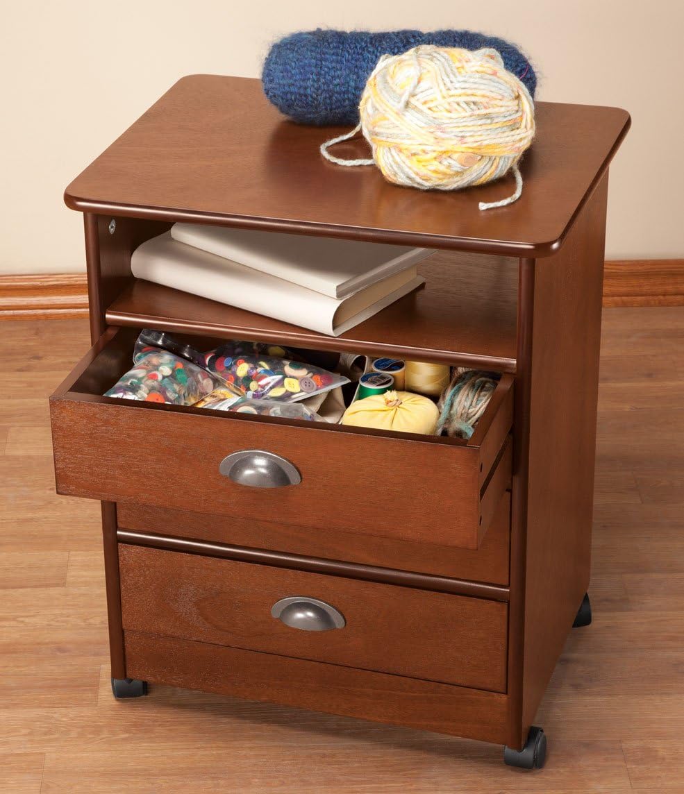 3-Drawer Wooden Rolling End Table with 3 Sliding Drawers S8307