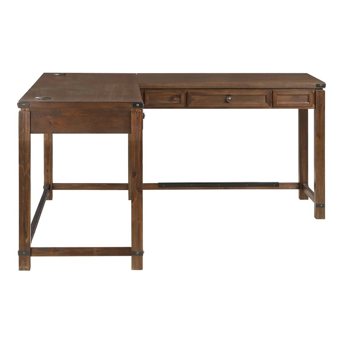 Brushed Walnut Engineered Wood Sit-to-Stand L-Desk Y525765