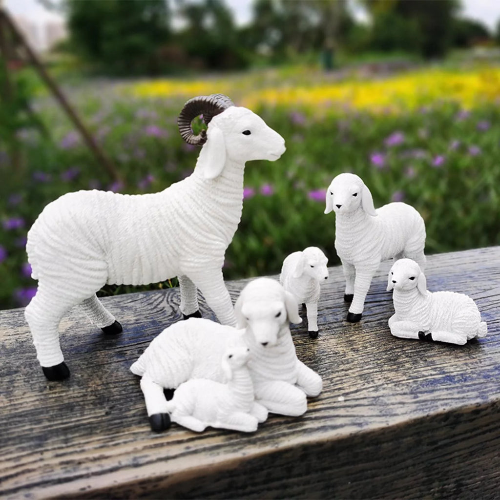 Set of 2 Resin Lamb Figurine Decoration C421368