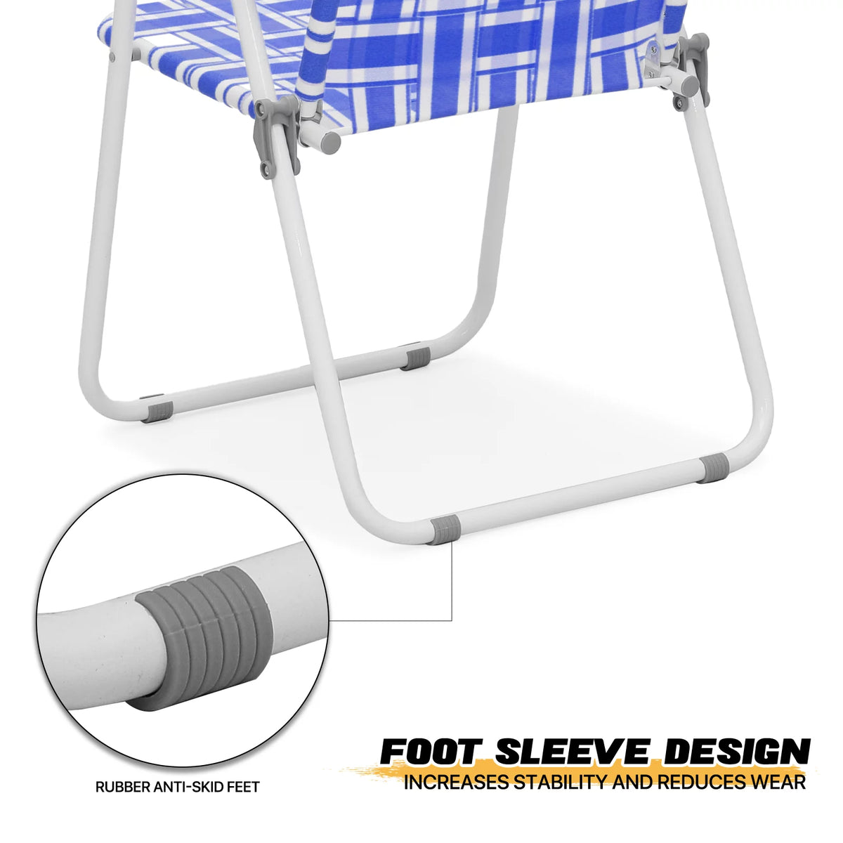 Folding Webbed Beach Chairs Set of 2 with Armrests, Blue D25082