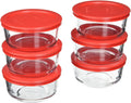 2-Cup Glass Storage Bowls with Red Lid Covers (6-Pack) J57121