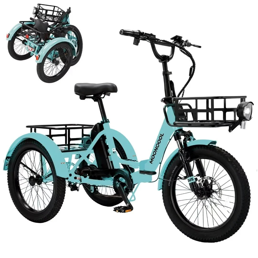 Electric Folding Tricycle with 500W Motor 48v 14.5Ah Battery 20*3in Fat Tires G2500