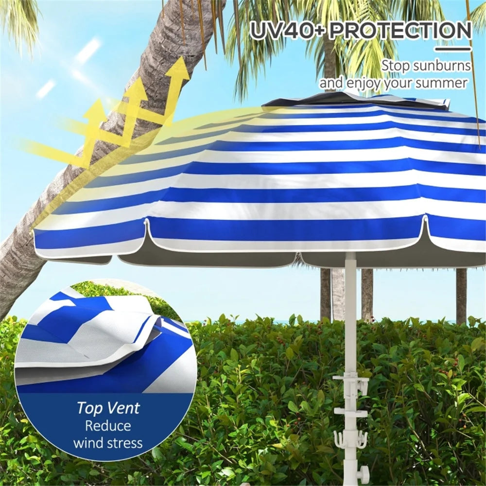 Striped Outdoor Beach Umbrella Parasol H321