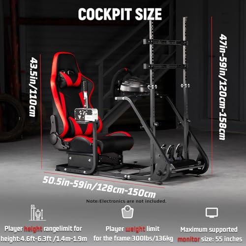 Racing Simulator Cockpit with Monitor Mount, red Seat G494
