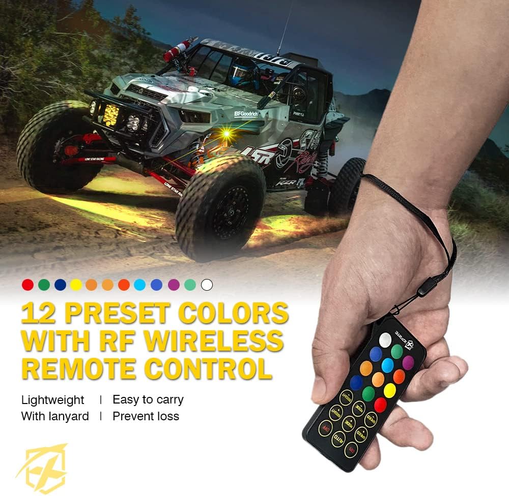 Multicolor LED Rock Lights Kit with Bluetooth Remote, 8 Pods U3623