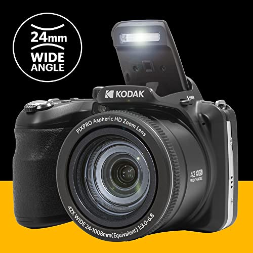 20MP Digital Camera 42X Optical Zoom 24mm Wide Angle Lens 1080P Full HD Video Optical Image Stabilization Li-Ion Battery 3" LCD Black U1123