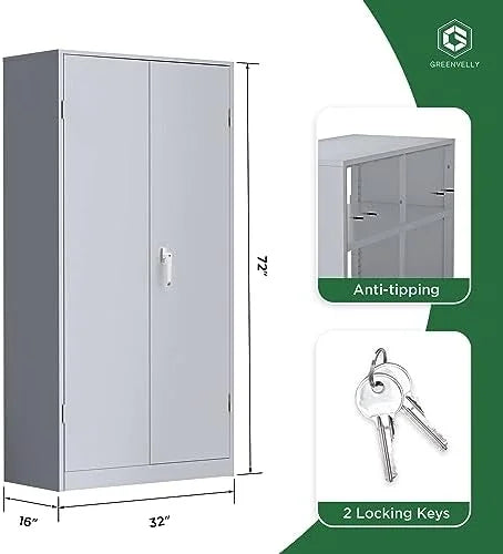72” Black Steel Locking Cabinet with Doors and 4 Shelves L67035