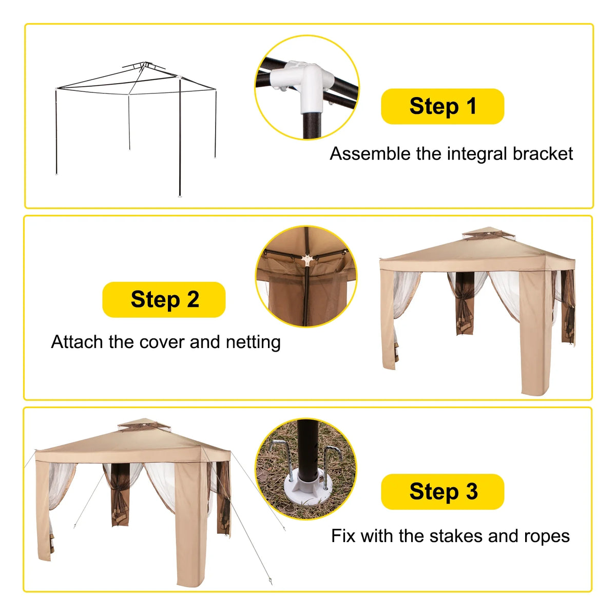 Gold and Brown Pop-up Gazebo W103