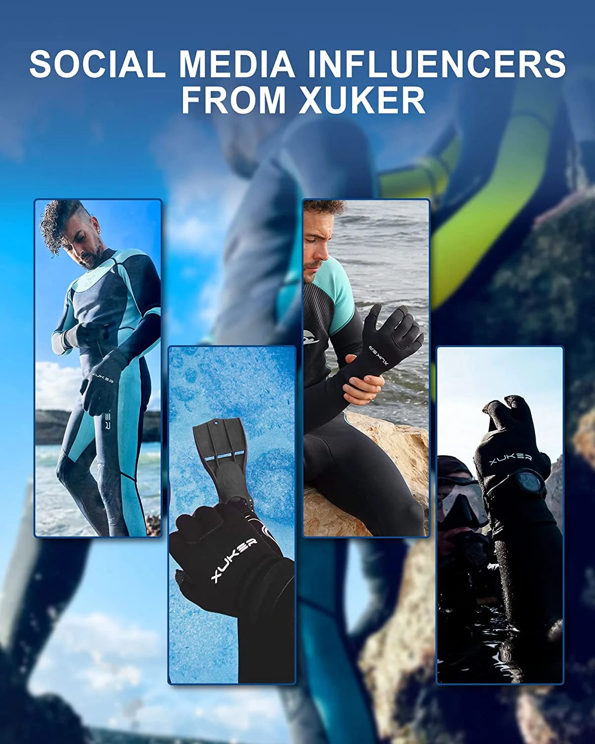 3mm & 5mm Neoprene Five Finger Wetsuit Gloves Z4837