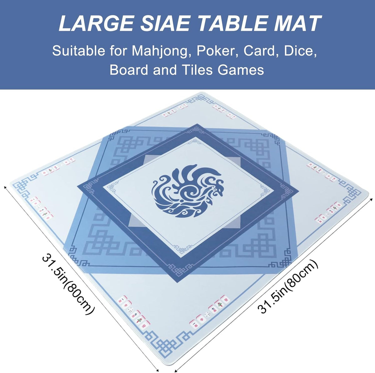 166 Quality White Tiles Mahjong Game Set with Blue Printed Carrying Bag O481