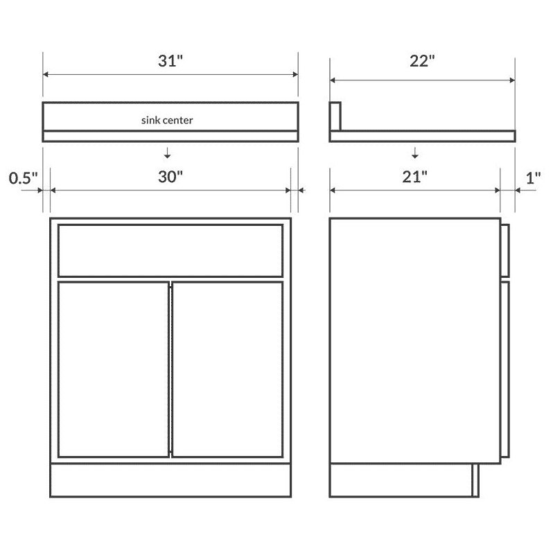 Absolute Black Granite Vanity Top 31 in x 22 in with Backsplash I8508
