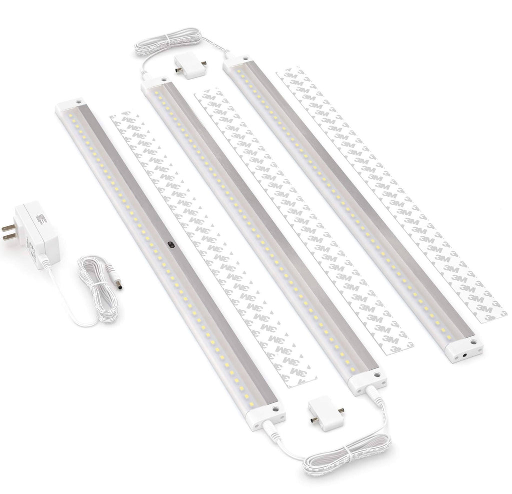 White Finish 3 Extra Long 20 inch Panels LED Dimmable Under Cabinet Lighting Kit M2398
