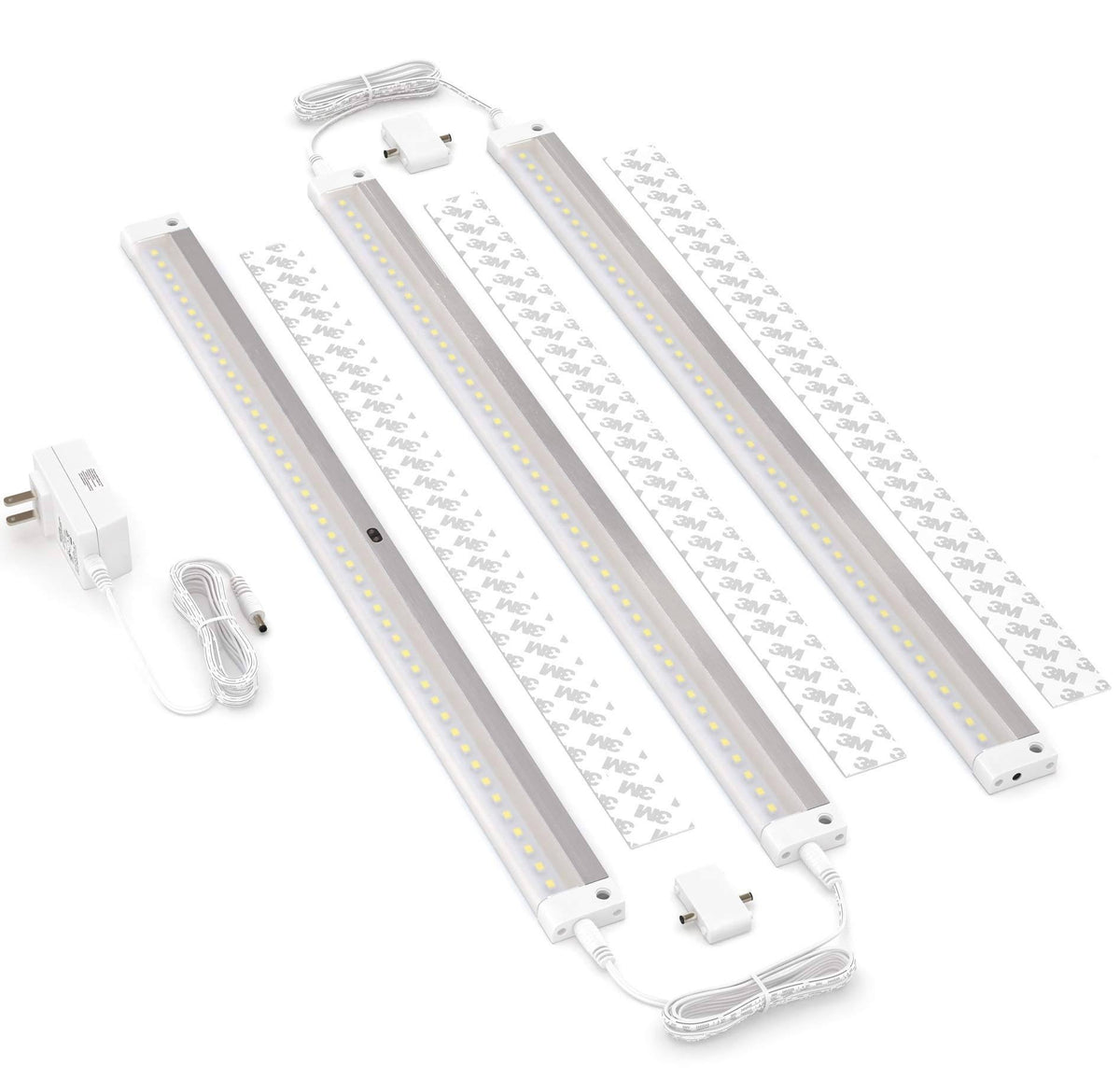 White Finish 3 Extra Long 20 inch Panels LED Dimmable Under Cabinet Lighting Kit M2398