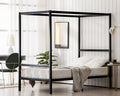 Black Twin Size Canopy Bed Frame D334