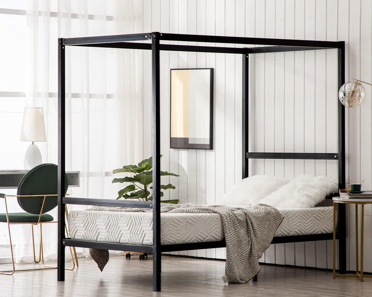 Black Twin Size Canopy Bed Frame D334