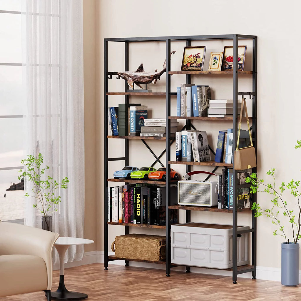5 Tier Bookcase with 6 Hooks I873