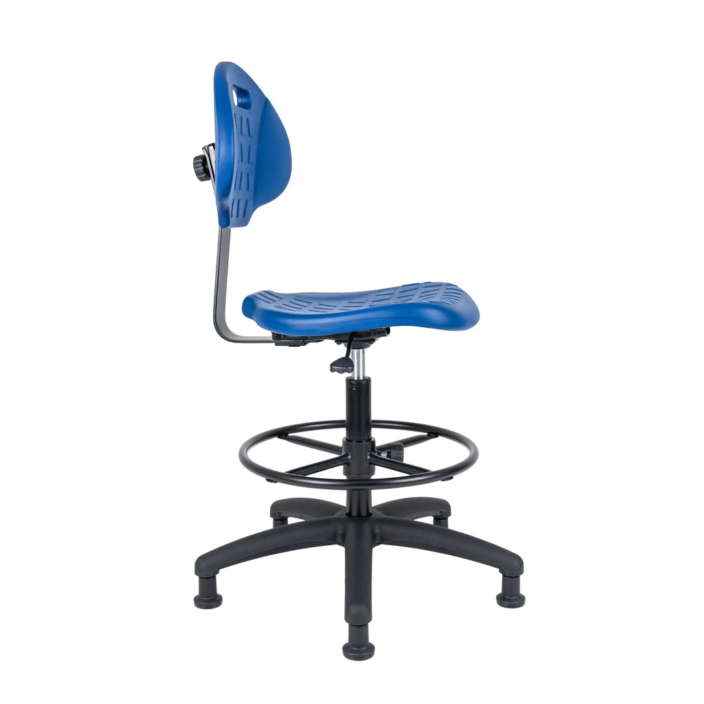 Blue Polyurethane Drafting Stool Chair O56552