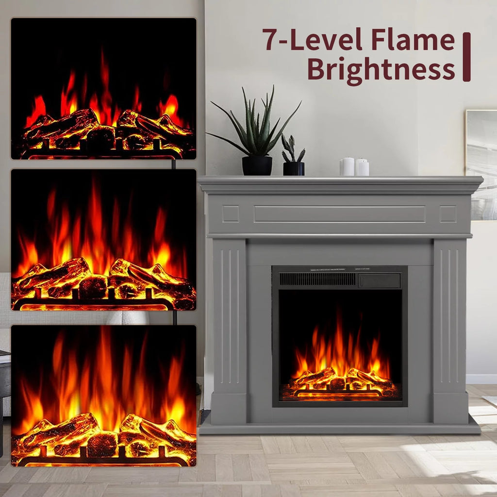 Wooden Frame Electric Fireplace with TV Stand Q198