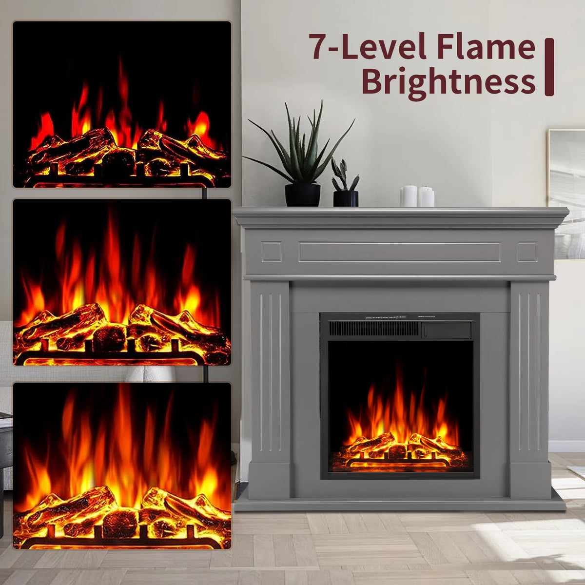 Wooden Frame Electric Fireplace with TV Stand Q198