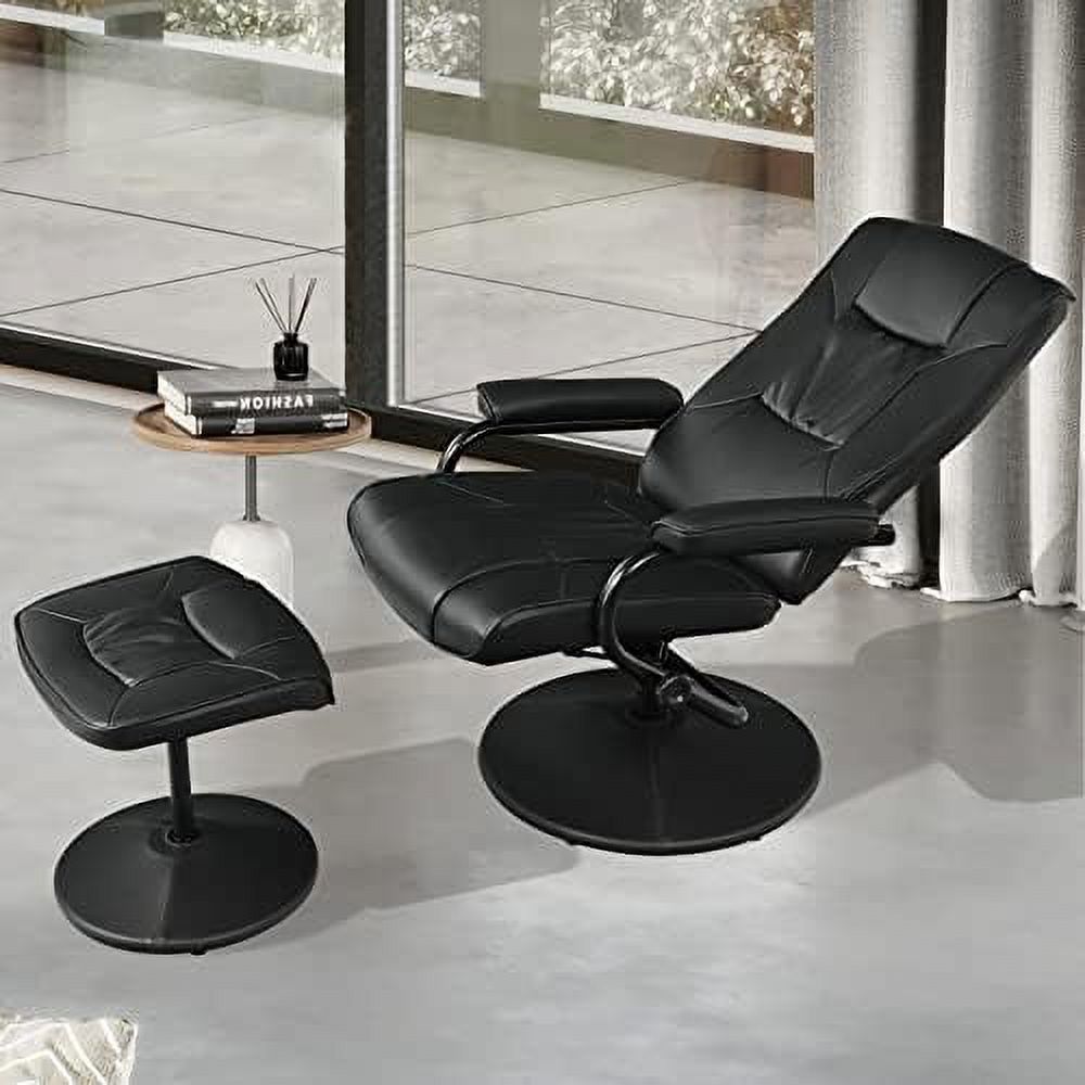 Brown PU Leather Swivel Reclining Chair with Ottoman C63924