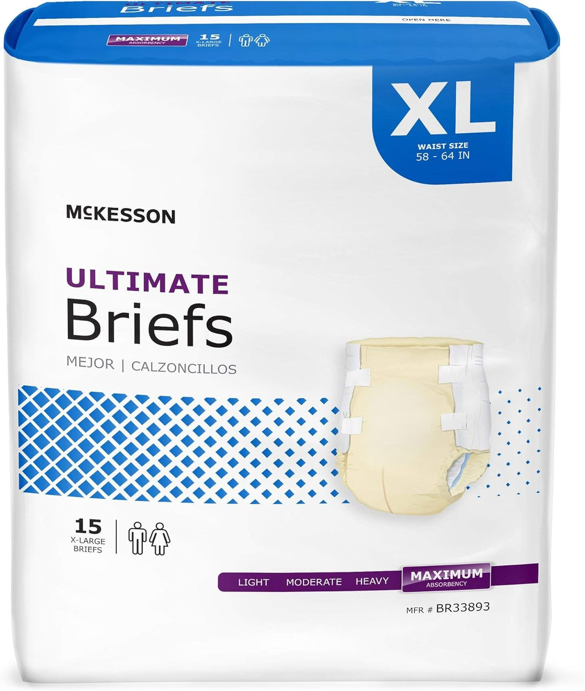 XL Maximum Absorbency Incontinence Briefs, 60 Total U365
