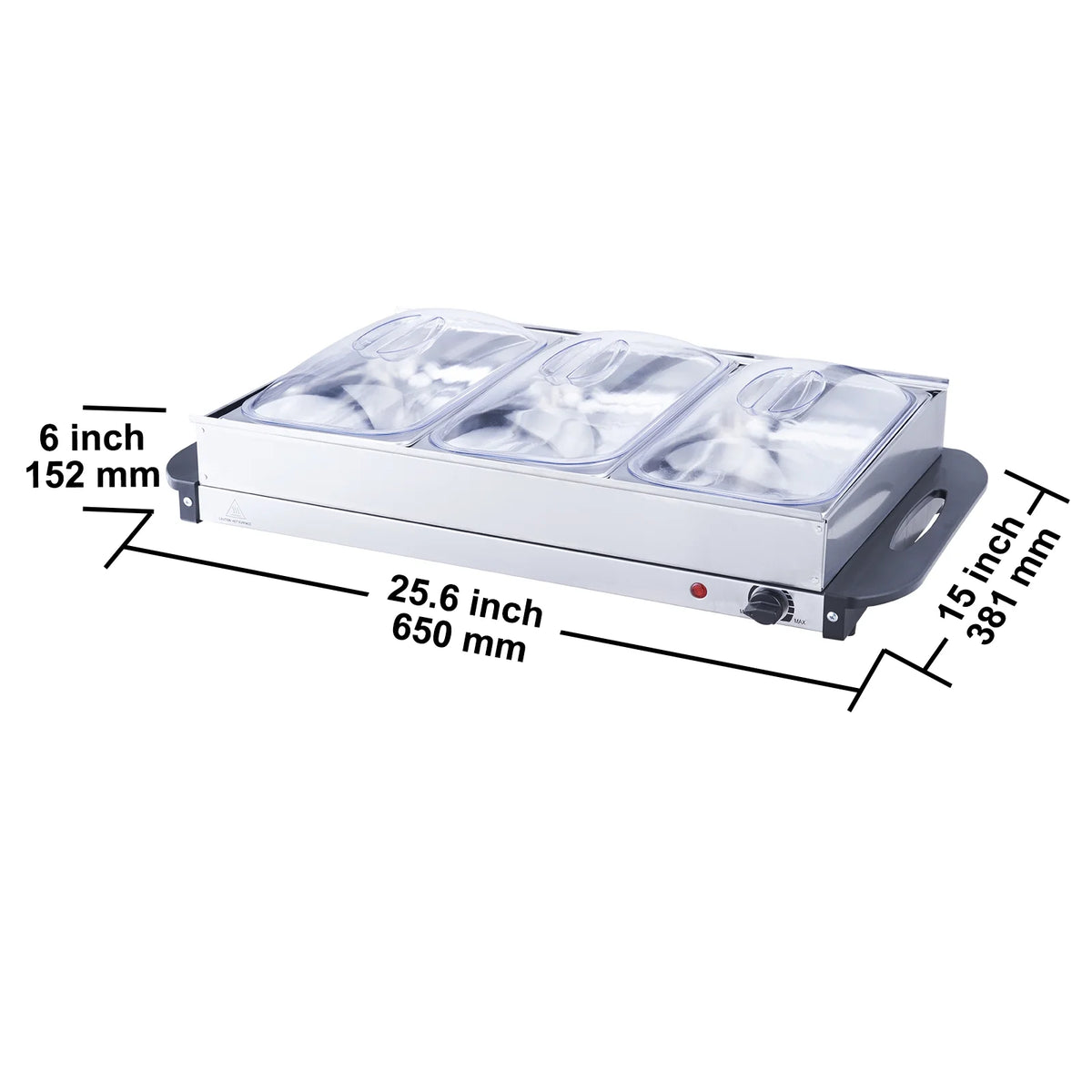 Electric Food Buffet Server with 3 Stainless Steel Warming Pan Q75946