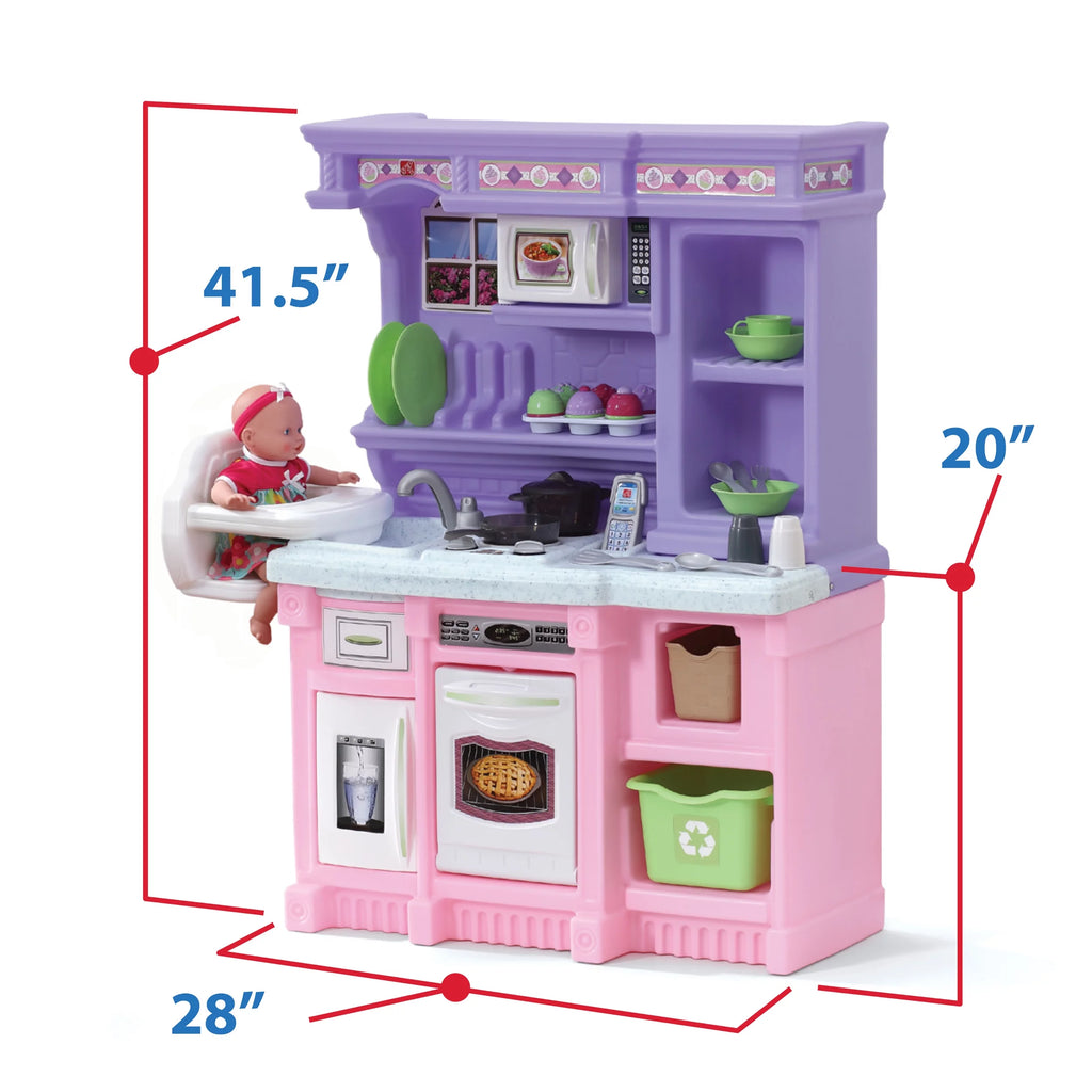 Pink Toddler Plastic Kitchen Playset with 30 Piece Play Set Q594