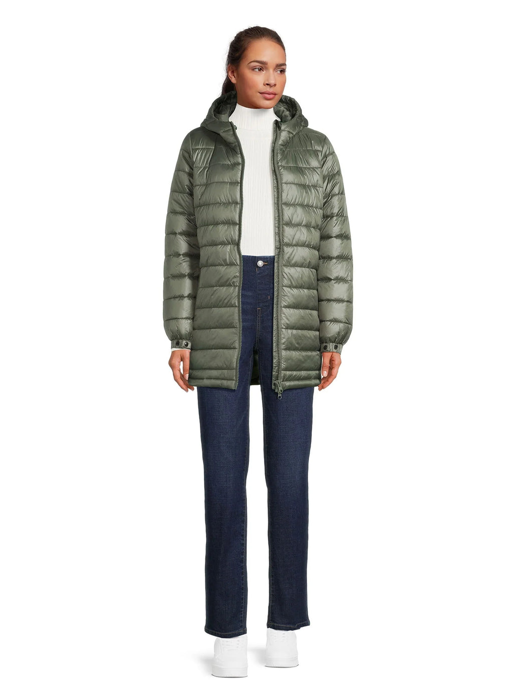 Women's Hooded Mid Length Puffer Jacket D640812