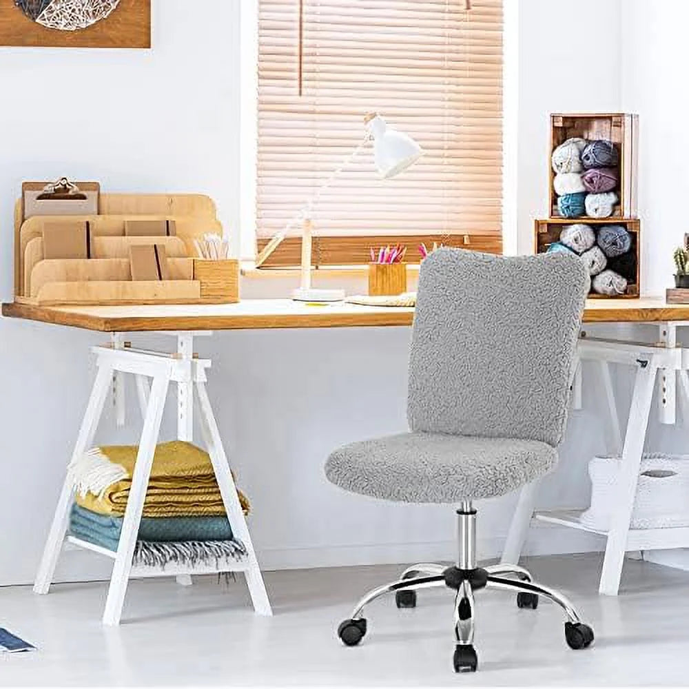 Grey Faux Armless Height Adjustable Swivel Office Chair R254656