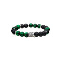 Stainless Steel Lava Bead & Green Tiger's Eye Bead Bracelet C609