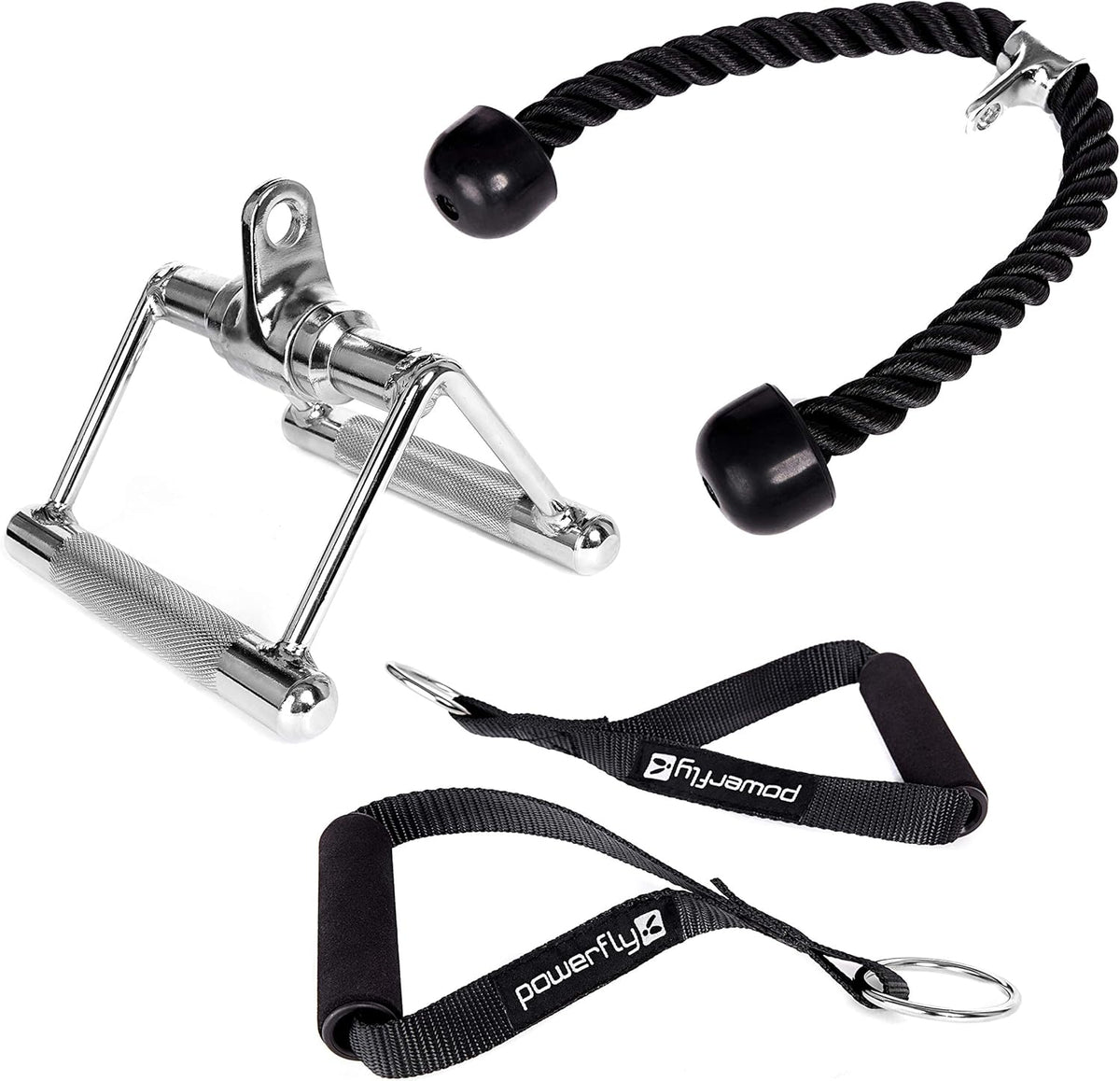 Cable Machine Attachment Set with Tricep Rope, Handles and V Row Handle H72212