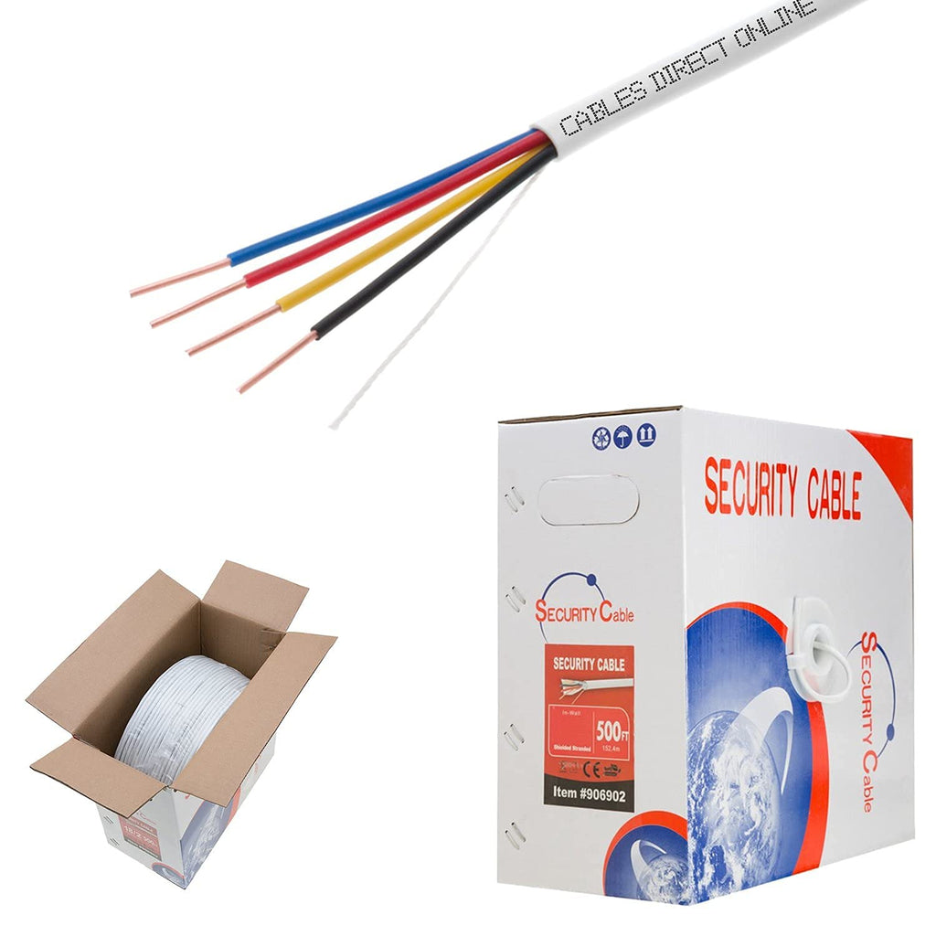 Bulk 22/4 Solid Conductor Alarm Control Cable 500ft Unshielded, Pack of 2 L62988