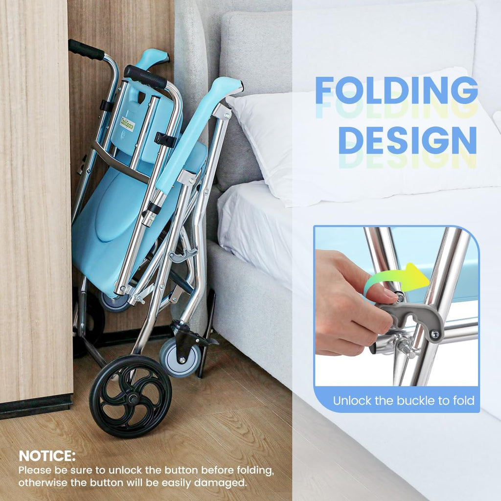 Stand Alone Toilet Safety Rail and Folding Shower Commode Wheelchair Heavy Duty Medical Toilet Safety Frame Adjustable Bathroom Toilet Handrails V62906