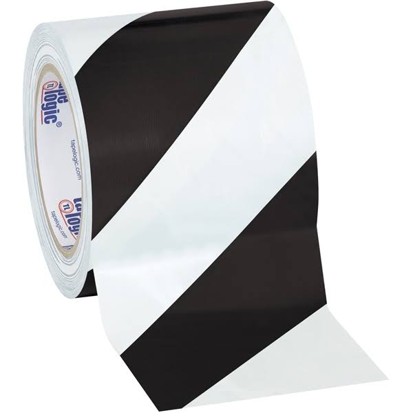 Black/White Striped Vinyl Safety Tape 4x22 x 36 Yard Roll S246
