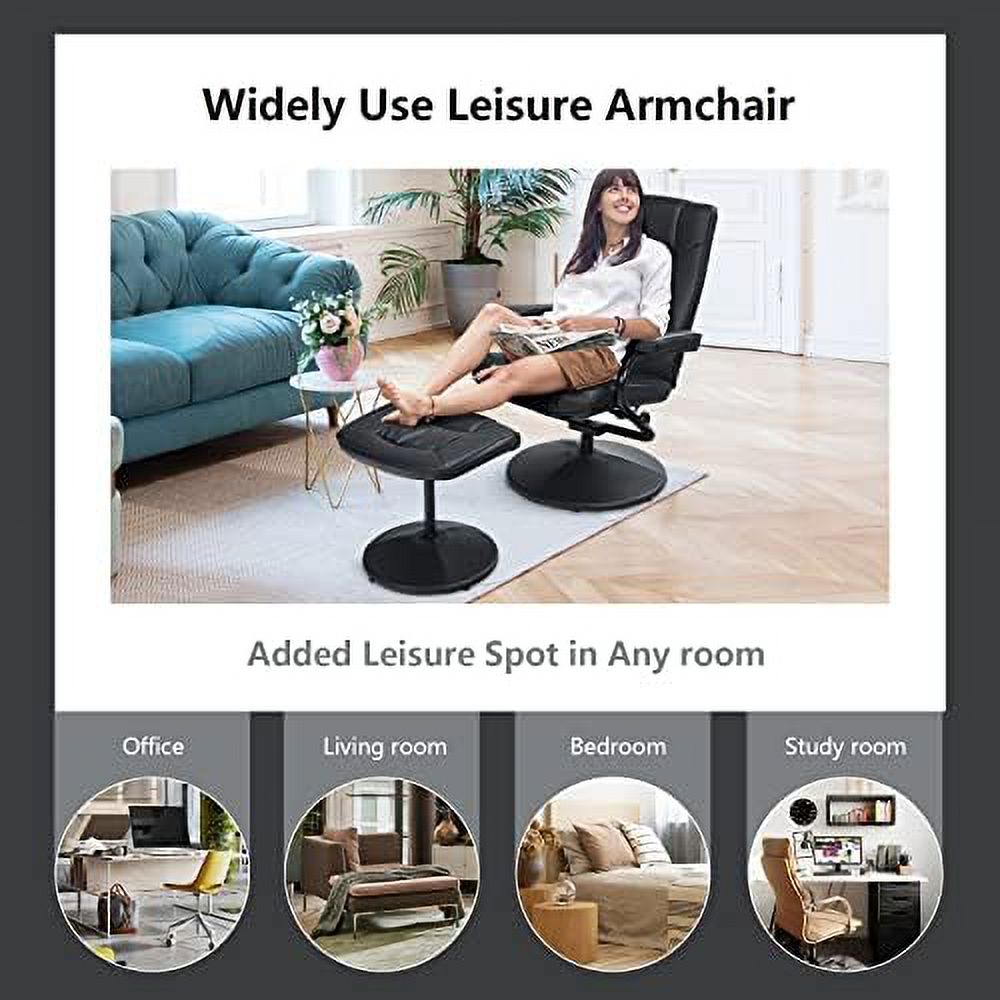 Brown PU Leather Swivel Reclining Chair with Ottoman C63924