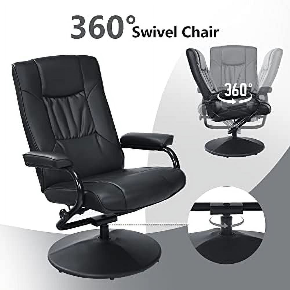Brown PU Leather Swivel Reclining Chair with Ottoman C63924