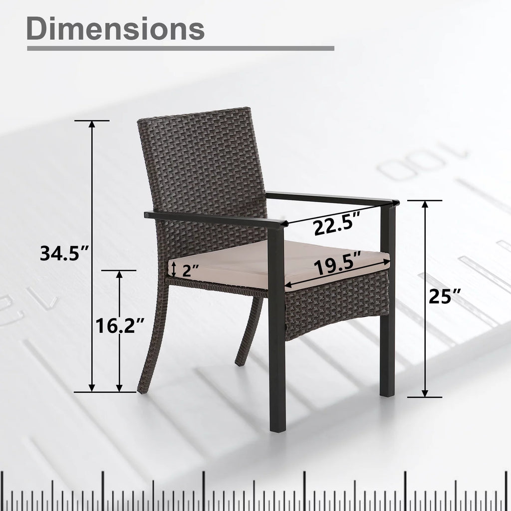 7-Piece Outdoor Patio Dining Set with 6 Rattan Cushioned Armchairs & 1 Rectangle Table H1154