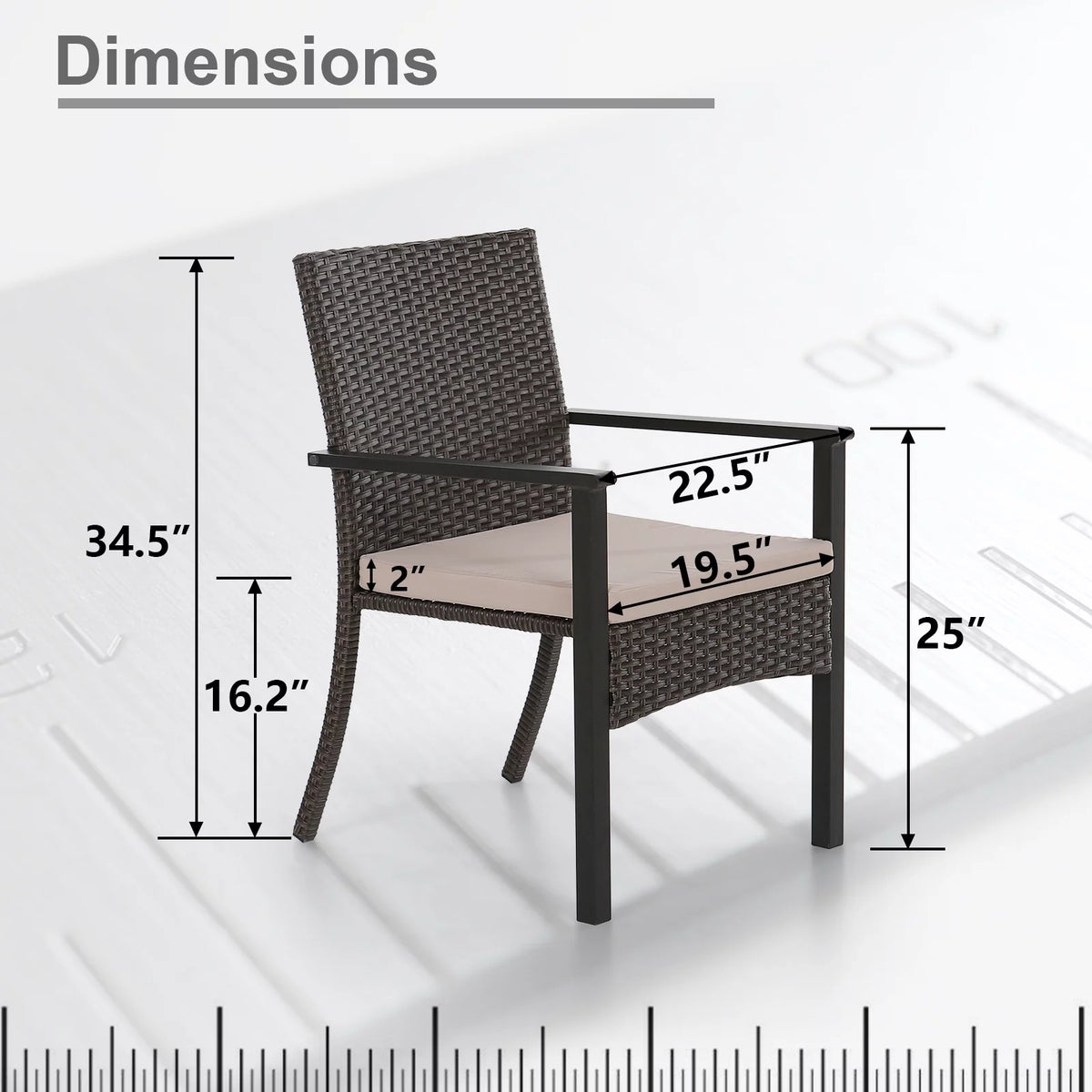 7-Piece Outdoor Patio Dining Set with 6 Rattan Cushioned Armchairs & 1 Rectangle Table H1154