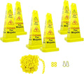 26” Caution Wet Floor Cones with Yellow Plastic Barrier Chain O680