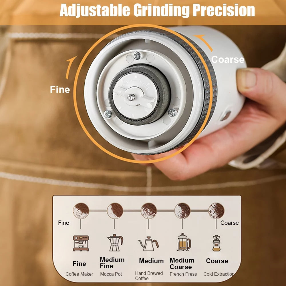 Portable Electric Burr Coffee Grinder 13W 200ml USB Rechargeable Adjustable O737038