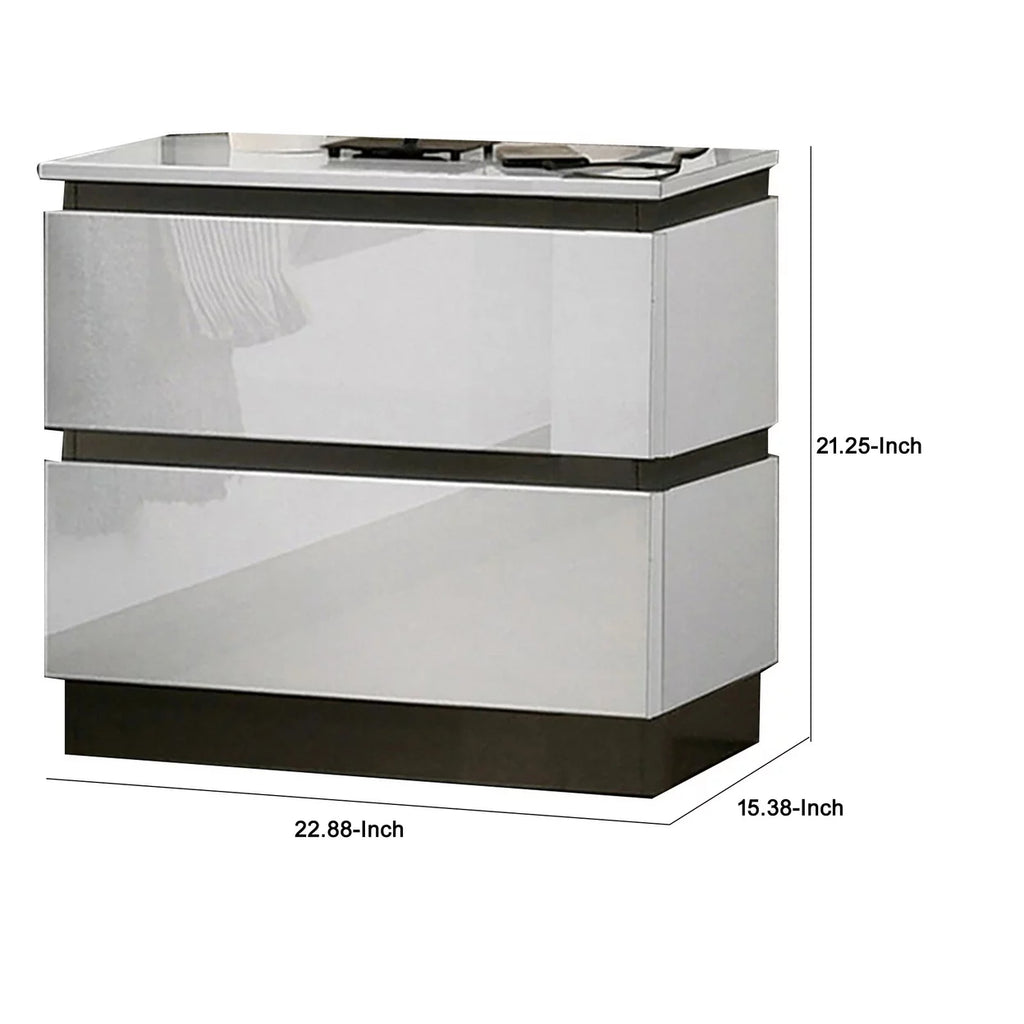 White 2 Drawer Nightstand W17506