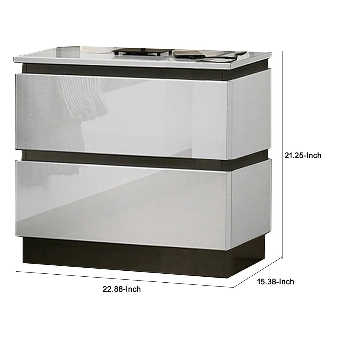 White 2 Drawer Nightstand W17506