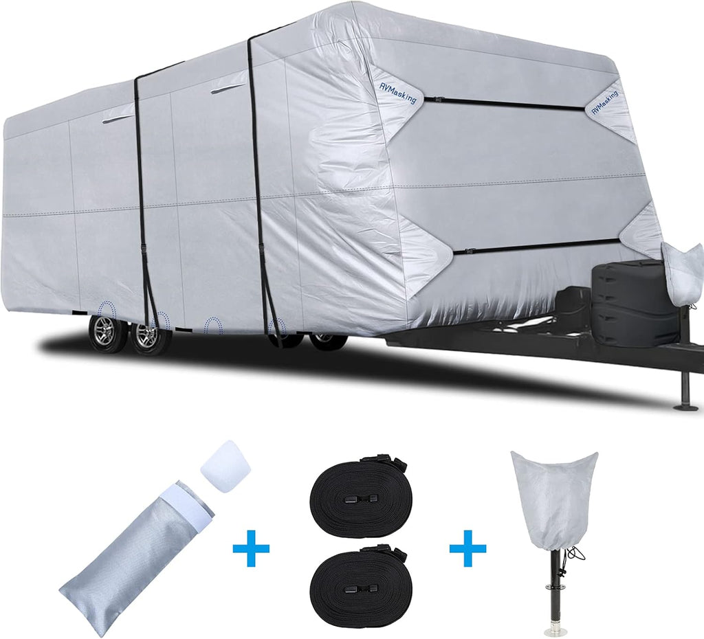 Rip-Stop RV Cover Waterproof Camper Cover with Gutter Covers H453067