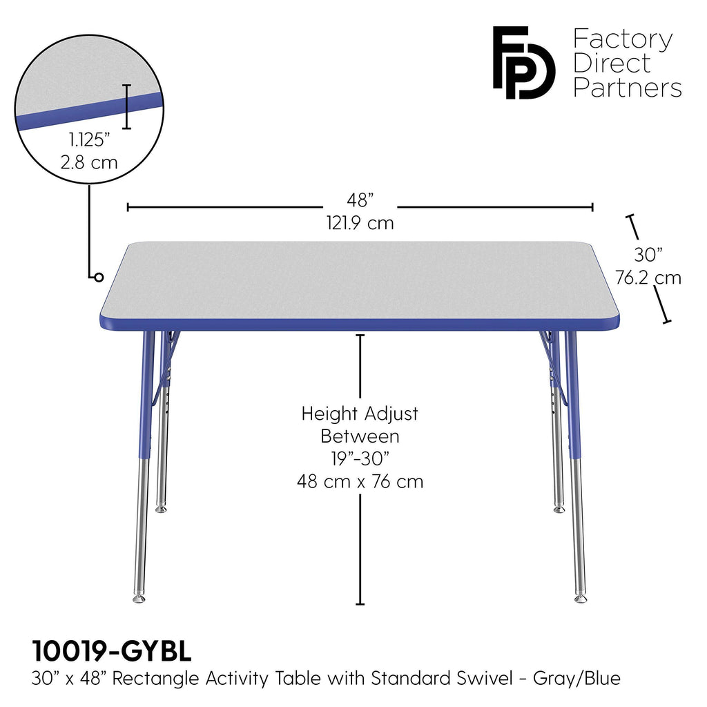 Gray/Blue Rectangle Adjustable Activity Table Q18824