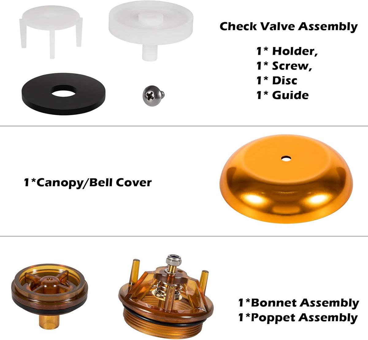 905-212 Bonnet and Poppet Repair Kit & 905-052 Check Valve Assembly Repair Kit & Canopy for Febco 765EBV 1" & 1-1/4" 765 Backflow Preventer and Vacuum Breaker Pack of 2 L48074