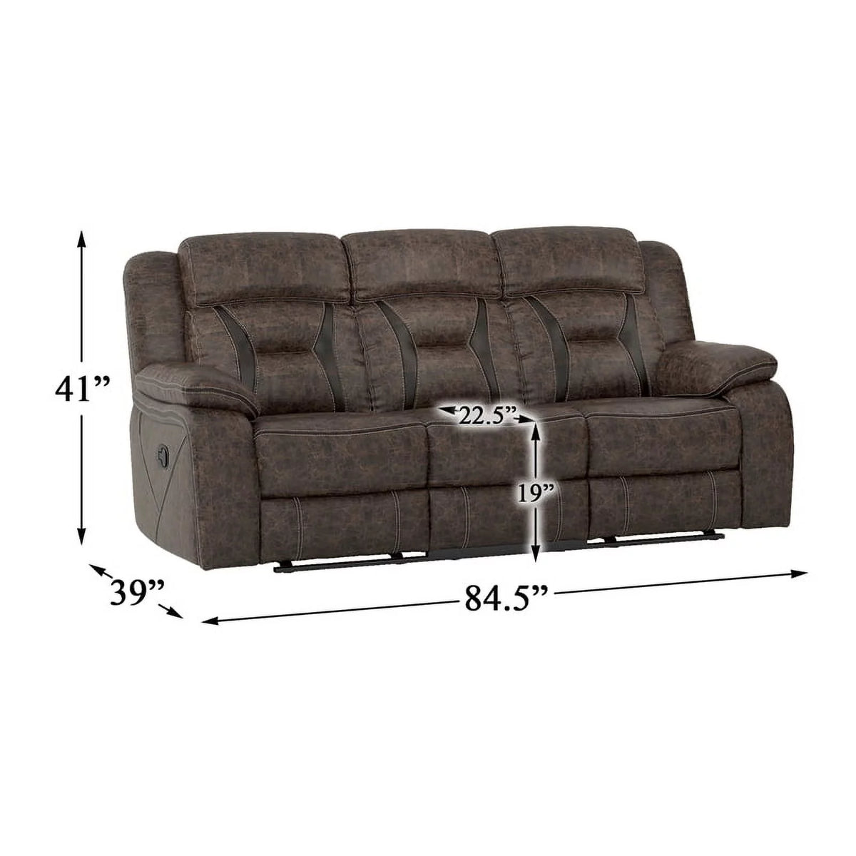 Dark Brown Microfiber Double Reclining Sofa X730322