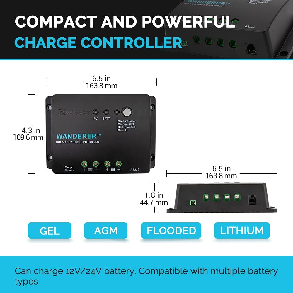200 Watt 12 Volt Monocrystalline Solar Panel Starter Kit with 30A PWM Charge Controller D3201